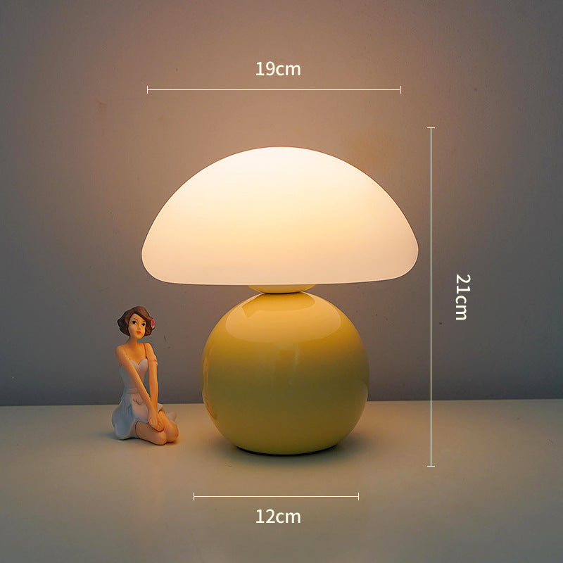 DuskNest Glass Mushroom Table Lamp - Cottagecore Night Light