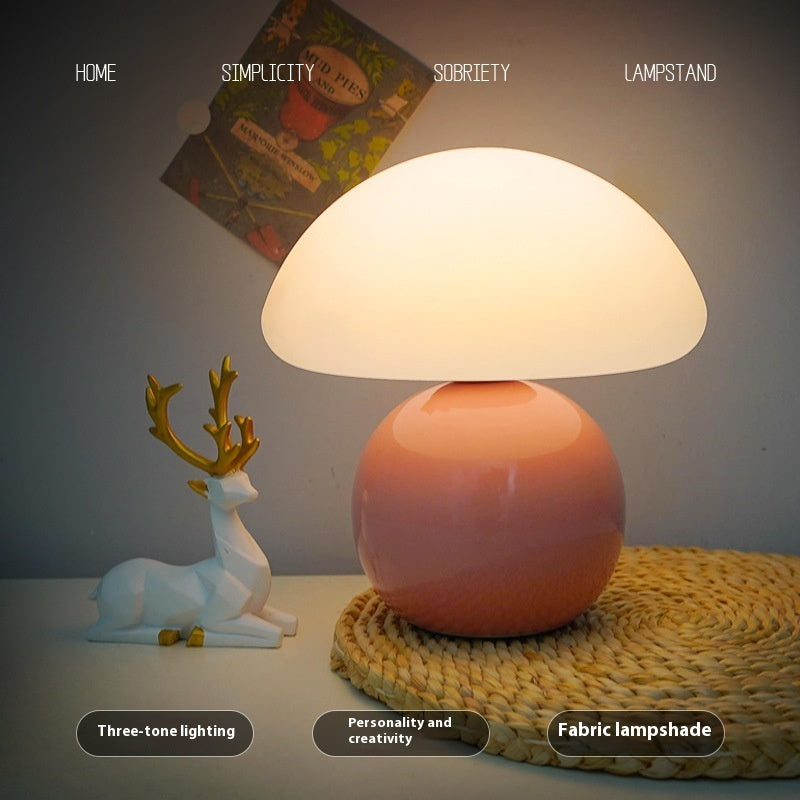 DuskNest Glass Mushroom Table Lamp - Cottagecore Night Light