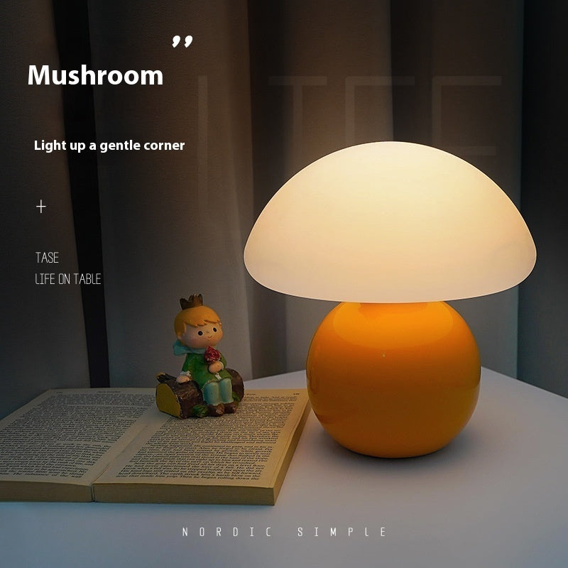 DuskNest Glass Mushroom Table Lamp - Cottagecore Night Light