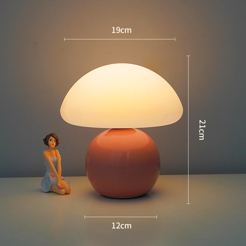 DuskNest Glass Mushroom Table Lamp - Cottagecore Night Light