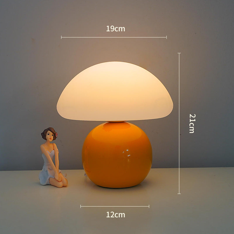 DuskNest Glass Mushroom Table Lamp - Cottagecore Night Light